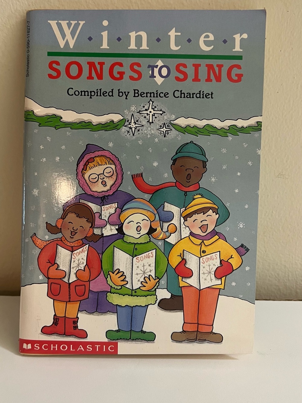 Scholastic Winter Songs Book Cover - Blue, Green & Multicolor